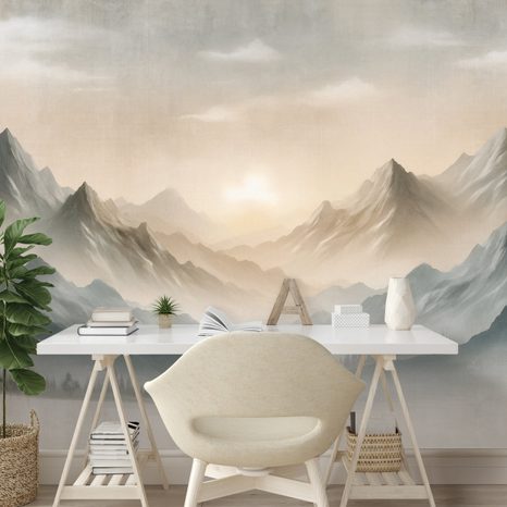 SAMOLEPÍCÍ TAPETA MLŽNÉ HORSKÉ PANORAMA - TAPETY HORY - TAPETY