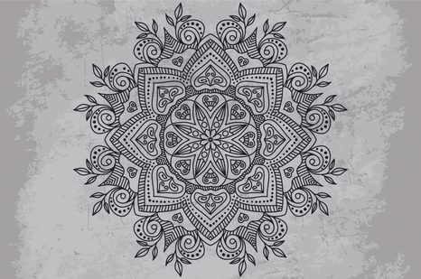 WALLPAPER MANDALA WITH AN ANCIENT TOUCH IN BLACK AND WHITE - BLACK AND WHITE WALLPAPERS - WALLPAPERS