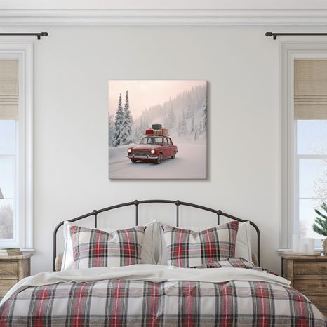 VÁNOČNÍ OBRAZ AUTO PLNÉ DÁRKŮ - VÁNOČNÍ A ZIMNÍ OBRAZY - OBRAZY