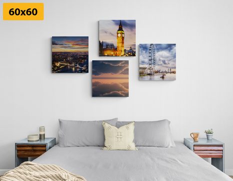 SET OBRAZOV NOČNÝ ROMANTICKÝ LONDÝN - ZOSTAVY OBRAZOV - OBRAZY