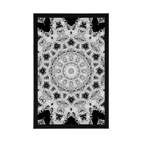 POSTER INTERESSANTES MANDALA IN SCHWARZ-WEISS - SCHWARZ-WEISS - POSTER