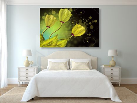 WANDBILD BLUMEN AUS GOLD - ABSTRAKTE BILDER - BILDER