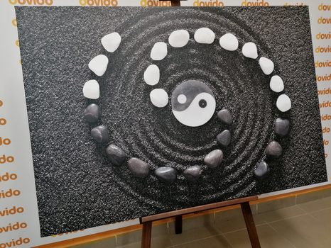 WANDBILD HARMONISCHES YIN UND YANG - SCHWARZ-WEISSE BILDER - BILDER