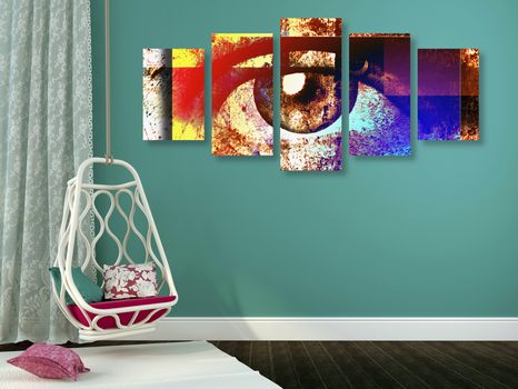 5-DÍLNÝ OBRAZ SURREALISTICKÉ OKO - ABSTRAKTNÍ OBRAZY - OBRAZY