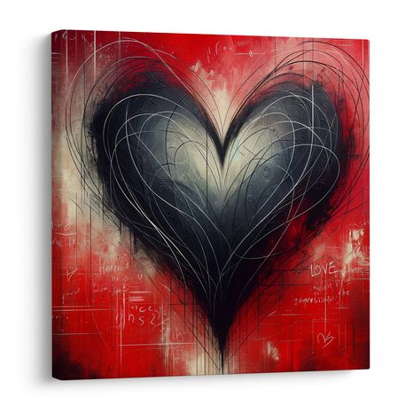 OBRAZ ČERNOBÍLÉ SRDCE V CHAOSU - OBRAZY LÁSKA - OBRAZY