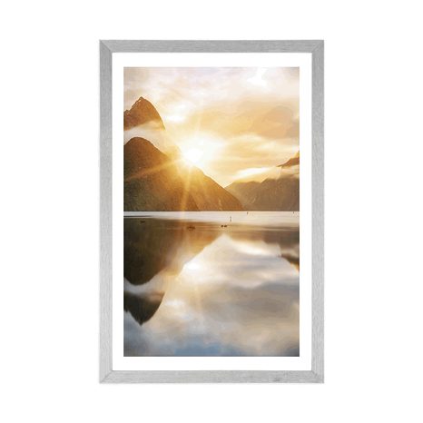 POSTER WITH MOUNT BEAUTIFUL SUNRISE IN NEW ZEALAND - NATURE - POSTERS