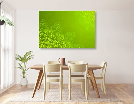 WANDBILD MODERNE MANDALA-ELEMENTE IN GRÜNTÖNEN - BILDER MIT FENG SHUI-MOTIVEN - BILDER