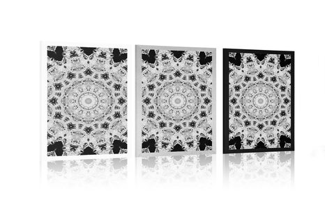 POSTER INTERESSANTES MANDALA IN SCHWARZ-WEISS - SCHWARZ-WEISS - POSTER