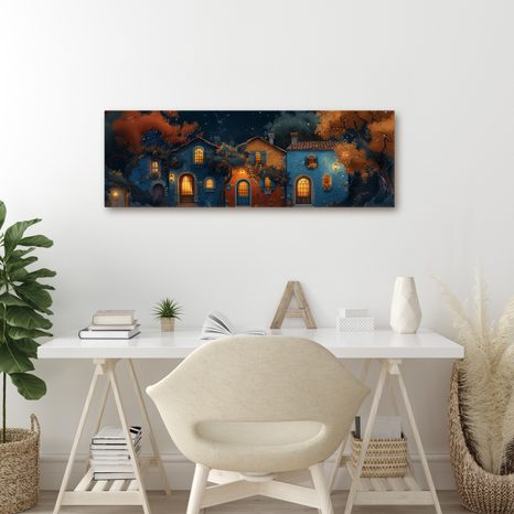 WANDBILD FESTLICHE RUHE IM MALERISCHEN DORF - BUNTE HÄUSER - BILDER