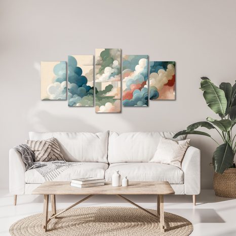 5-DÍLNÝ OBRAZ BAREVNÉ OBLAKY V ABSTRAKTNÍM SNU - OBRAZY ABSTRAKTNÍ TVARY - OBRAZY