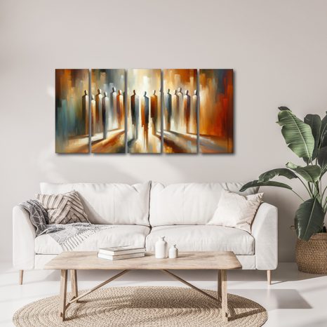 5-TEILIGES WANDBILD FIGUREN IM SCHEIN - BILDER VON MENSCHEN - BILDER