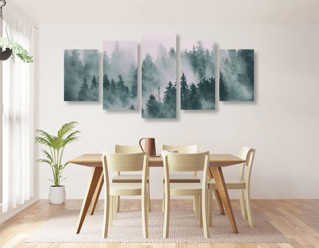 TABLOU 5-PIESE MUNȚI ÎN CEAȚĂ - TABLOU NATURĂ ȘI PEISAJE NATURALE - TABLOURI