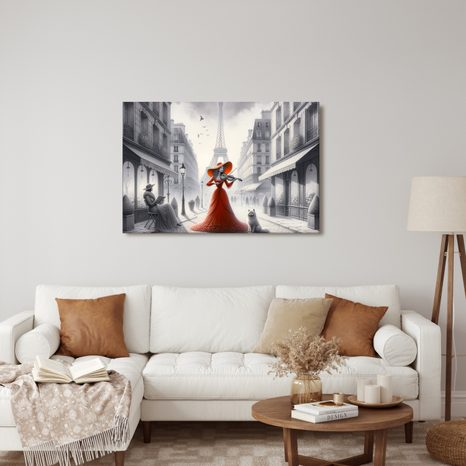 OBRAZ PAŘÍŽSKÁ ULICE S HOUSLISTKOU - OBRAZY ŽENY - OBRAZY