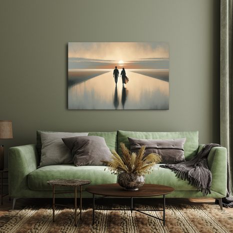 OBRAZ MILENCI PŘI SOUMRAKU - OBRAZY MOŘE A PLÁŽ - OBRAZY