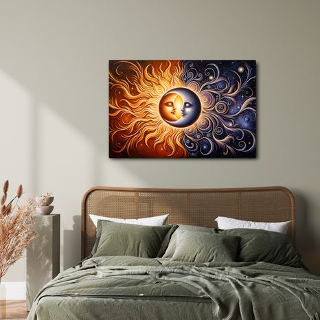 OBRAZ SOUZNĚNÍ SLUNCE A MĚSÍCE - OBRAZY MĚSÍC - OBRAZY