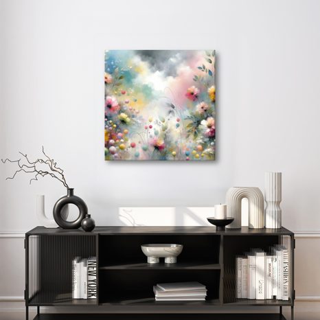 WANDBILD BUNTE BLUMEN IN AQUARELL - BILDER BLUMEN - BILDER