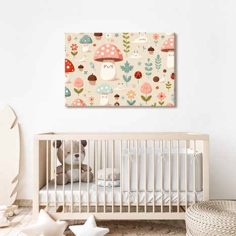 OBRAZ VESELÝ LES S HOUBAMI A ZVÍŘÁTKY - DĚTSKÉ OBRAZY - OBRAZY