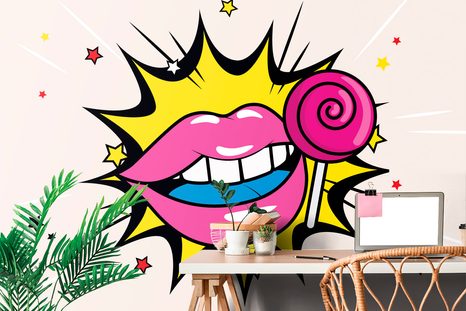 TAPETE SÜSSER POP-ART-LOLLI - POP-ART-TAPETEN - TAPETEN
