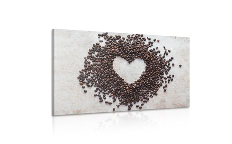 КАРТИНА НА ПЛАТНО – СЪРЦЕ ОТ КАФЕЕНИ ЗЪРНА - КАРТИНИ НА ХРАНИ И НАПИТКИ - КАРТИНИ