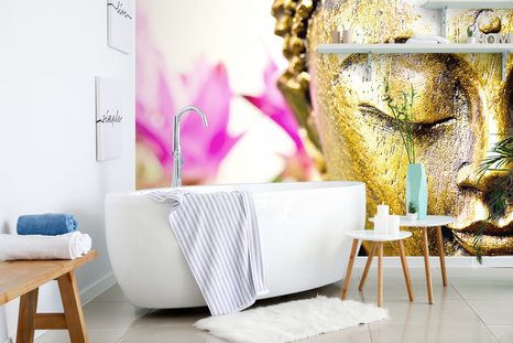 CARTA DA PARATI – VOLTO DORATO DI BUDDHA - CARTA DA PARATI FENG SHUI - CARTA DA PARATI