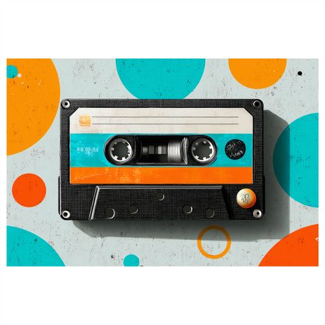 WANDBILD RETRO-KASSETTE MIT KREISEN - MUSIKBILDER - BILDER
