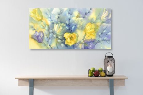 OBRAZ AKVARELOVÉ ŽLUTÉ TULIPÁNY - OBRAZY KVĚTŮ - OBRAZY