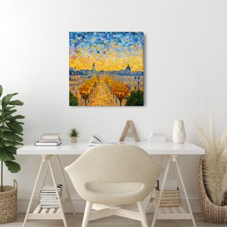 WANDBILD LEUCHTENDER HIMMEL ÜBER DER STADT - BILDER VON STÄDTEN - BILDER