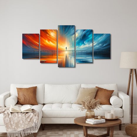 5-DÍLNÝ OBRAZ SILUETA UPROSTŘED ŽIVLŮ - ABSTRAKTNÍ OBRAZY - OBRAZY