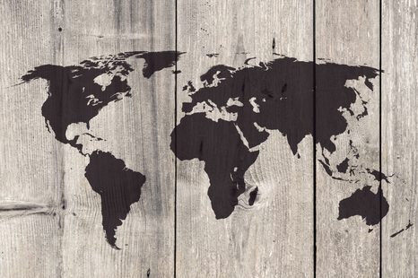 QUADRO IN SUGHERO – MAPPA SU SFONDO DI LEGNO - QUADRI SU SUGHERO - STAMPE E QUADRI