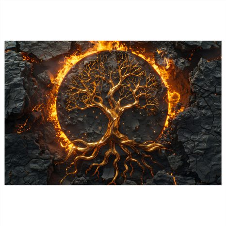 WANDBILD LEBENSBAUM IM FEUER - BILDER BÄUME DES LEBENS - BILDER