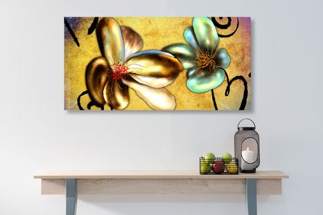 SLIKA ZANIMIVI VINTAGE CVETOVI - ABSTRAKTNE SLIKE - SLIKE