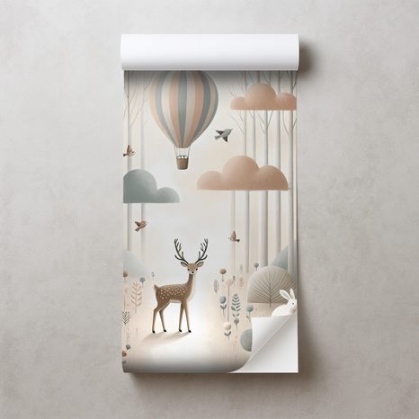 SAMOLEPÍCÍ TAPETA LESNÍ POHÁDKA S BALÓNEM - DĚTSKÉ TAPETY - TAPETY
