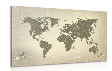 CANVAS PRINT OLD MAP OF THE WORLD ON AN ABSTRACT BACKGROUND - PICTURES OF MAPS - PICTURES