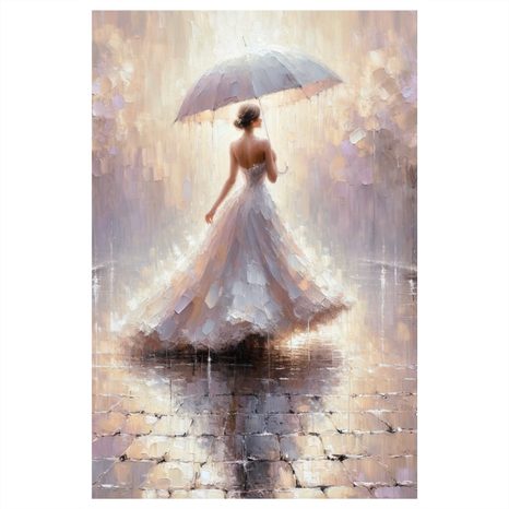 WANDBILD FRAU MIT REGENSCHIRM IM REGEN - WANDBILDER FRAUEN - BILDER