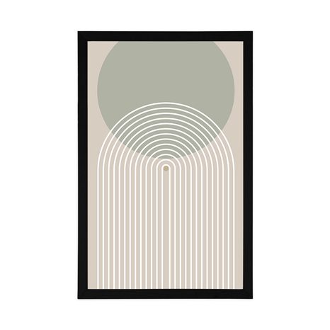 POSTER KHAKI KREIS MIT EINEM REGENBOGEN MID-CENTURY - MOTIVE AUS UNSERER WERKSTATT - POSTER