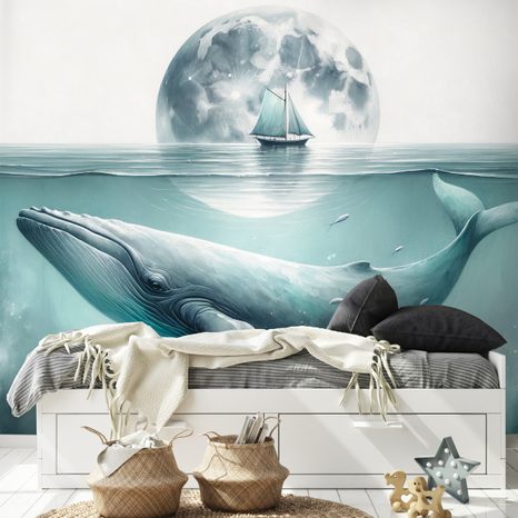 TAPETA VELRYBA POD MĚSÍČNÍM SVITEM - TAPETY MOŘŠTÍ ŽIVOČICHOVÉ - TAPETY