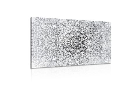 OBRAZ ETNICKÁ MANDALA V ČERNOBÍLÉM PROVEDENÍ - ČERNOBÍLÉ OBRAZY - OBRAZY