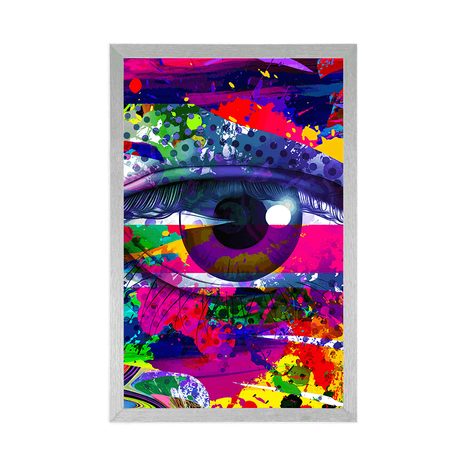 POSTER MENSCHLICHES AUGE IM POP-ART-STIL - ABSTRAKT UND GEMUSTERT - POSTER