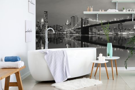 FOTOTAPETA ČERNOBÍLÝ MOST V MANHATTANU - TAPETY MĚSTA - TAPETY
