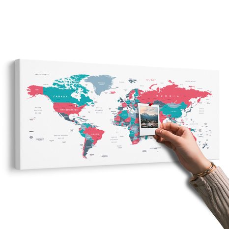 QUADRO IN SUGHERO – MAPPA DEL MONDO CON TOCCO PASTELLO - QUADRI SU SUGHERO - STAMPE E QUADRI