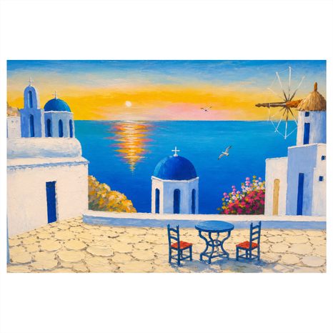 WANDBILD GRIECHISCHE INSEL BEI SONNENUNTERGANG - BILDER MEER UND STRAND - BILDER