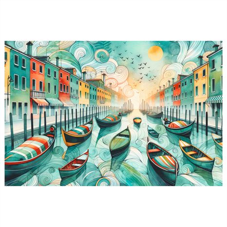 WANDBILD BUNTE GONDELN IN DEN STRASSEN VENEDIGS - BILDER VON STÄDTEN - BILDER