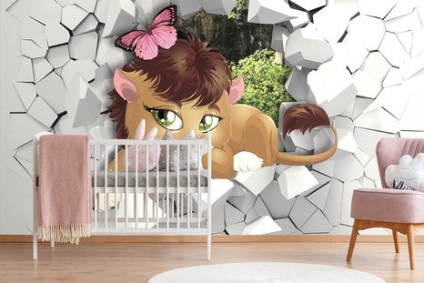 TAPETE NIEDLICHES LÖWENJUNGE - KINDERTAPETEN - TAPETEN