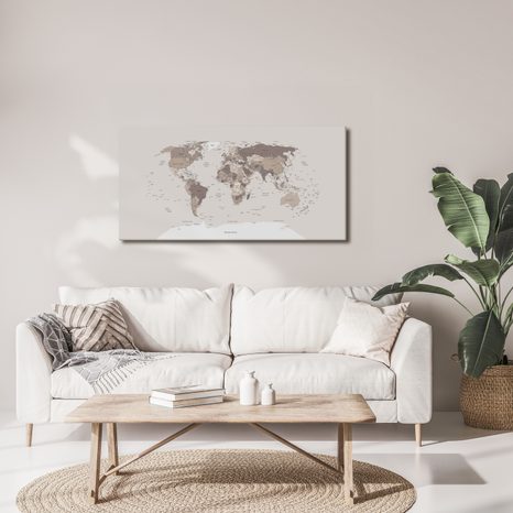 OBRAZ NA KORKU MAPA SVĚTA V BÉŽOVÉ - PICTURES ON CORK - PICTURES