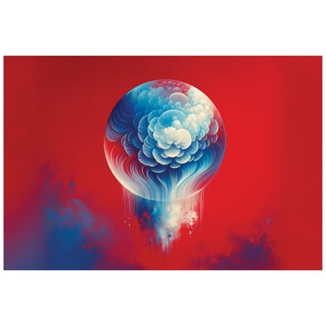 SELBSTKLEBENDE TAPETE ABSTRAKTE BLAU-ROTE QUALLE - TAPETEN MEERESTIERE - TAPETEN