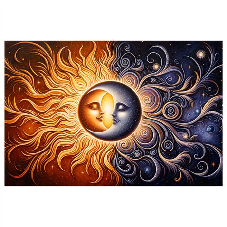 OBRAZ SOUZNĚNÍ SLUNCE A MĚSÍCE - OBRAZY MĚSÍC - OBRAZY