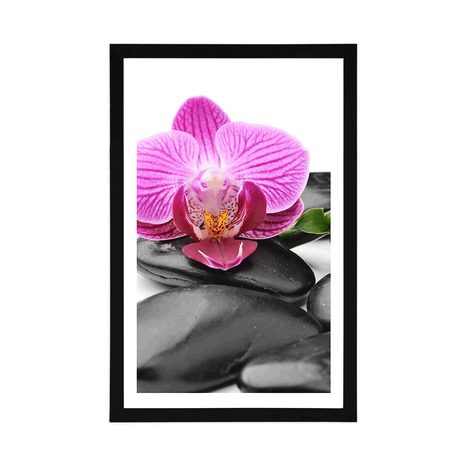 PLAKÁT S PASPARTOU MASÁŽNÍ WELLNESS KAMENY - FENG SHUI - PLAKÁTY