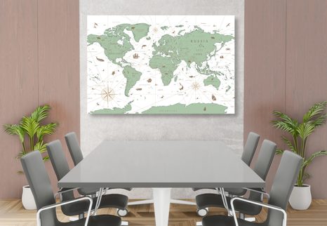 QUADRO SU TELA – MAPPA IN TONALITÀ VERDE - QUADRI MAPPE - STAMPE E QUADRI