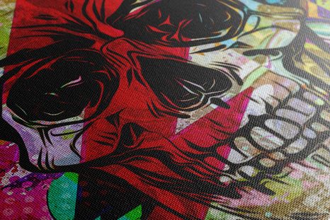 WANDBILD SCHÄDEL IM GRAFFITI-DESIGN - POP-ART-BILDER - BILDER
