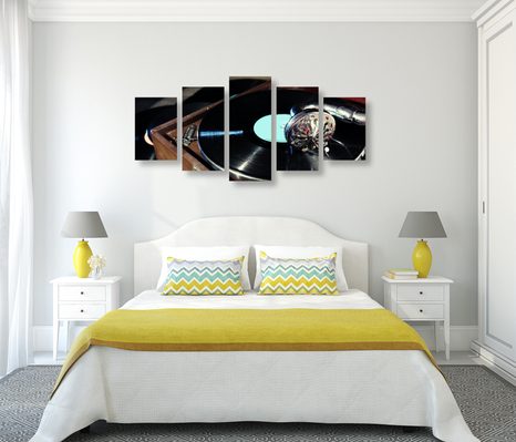 5-DÍLNÝ OBRAZ GRAMOFON S VINYLOVOU DESKOU - 5-DÍLNÉ OBRAZY - TOTÁLNÍ VÝPRODEJ 🔥